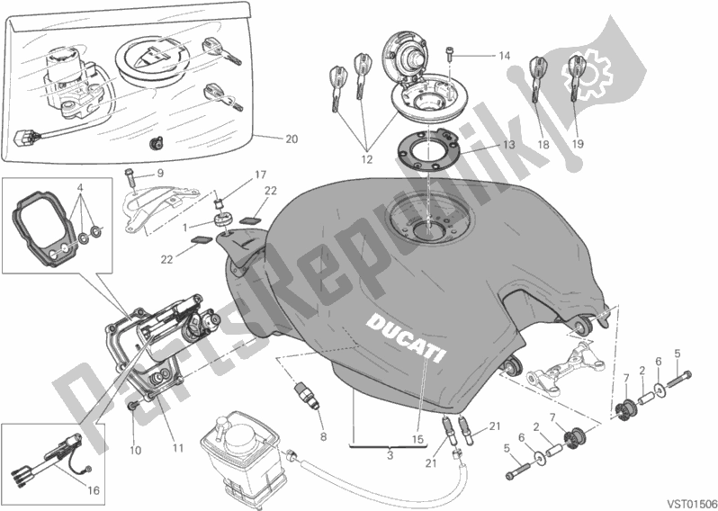 Alle onderdelen voor de Tank van de Ducati Superbike 959 Panigale ABS USA 2016